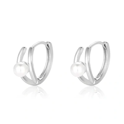 Imagen de Oivzziy Pendientes de aro pequeños plata ley 925 para mujer, aros con bisagras huggie perla