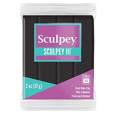 Imagen de Polyform Sculpey III Pasta de Manualidades para Hornear (2 Unidades 57 g Cada una). Color: Negro