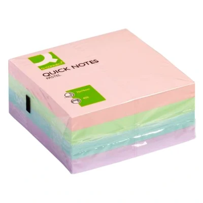 Imagen de Q Connect Bloc De Notas Adhesivas Quita Y Pon 75X75 Mm Pastel con 400 Hojas (KF01347)