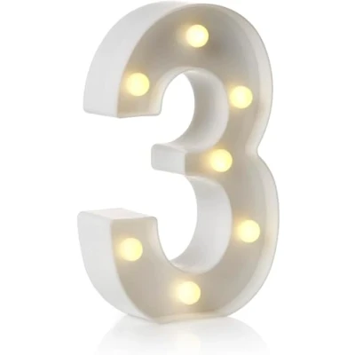 Imagen de Letrero LED de letras y números del alfabeto, lámpara decorativa para el hogar, fiesta cumpleaños, eventos, luces nocturnas, 22 cm (3)