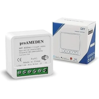 Imagen de proAMEDEN Interruptor inteligente wifi 16A, MINI Smart switch wifi, Módulo interruptor, app Tuya/SmartLife, Compatible con Alexa, Google Home (1)