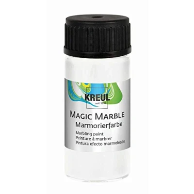 Imagen de KREUL 73201 Pintura Magic Marble, Tarro Blanco, marmoleadora por inmersión Brillantes para Patrones aleatorios y Efectos únicos, Color White, 20 ml (1er Pack) (73201)