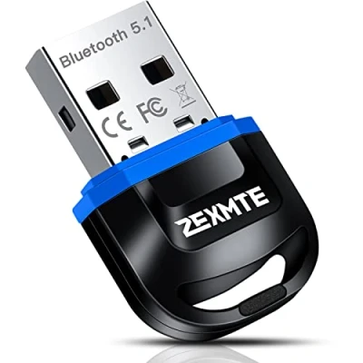 Imagen de ZEXMTE Adaptador USB Bluetooth 5.1 para PC Dongle inalámbrico Transmisor Receptor Ordenador portátil, Compatible con Windows 11/10/8/7