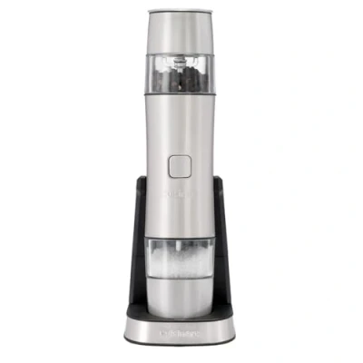 Imagen de Cuisinart Set Molinillo Eléctrico de Sal y Pimienta Recargable 20 min carga Tapa Medidora Molido Ajustable Plata