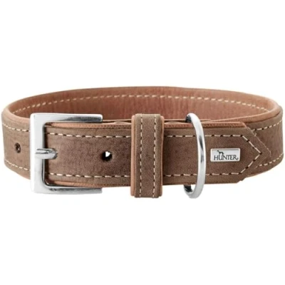 Imagen de HUNTER Porto Hundehalsband, Leder, Premiumleder vegetabil, umweltfreundlich, nachhaltig, 45 (S), Tabak/Cognac