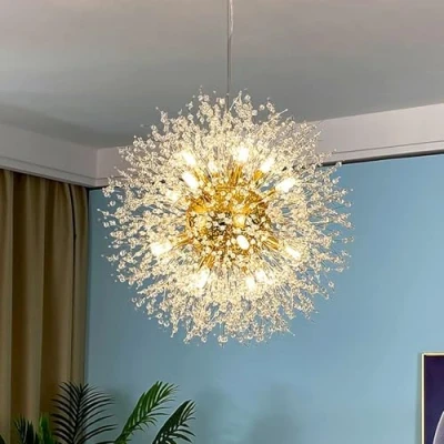 Imagen de Araña de Cristal Moderna Firework, Dandelion Oro 16 Luces (60cm)