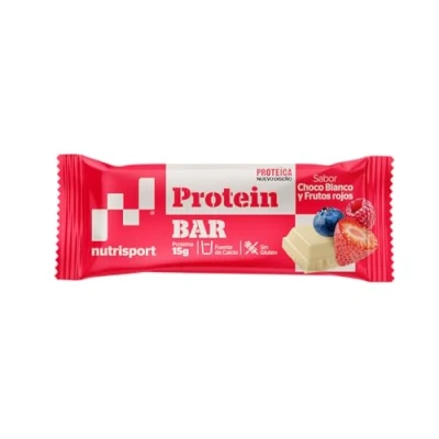 Imagen de NUTRISPORT Barrita Protéica Complemento Alimenticio Alto Contenido en Proteínas Suplemento para Deportistas Sabor White Choco &amp; Red Berries 24 unidades