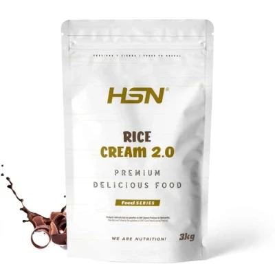 Imagen de HSN Crema de Arroz 2.0 Chocolate 3 Kg = 100 Tomas por Envase Sin Azúcares Añadidos, 100% Carbohidratos Puros Textura Extra Fina y Cremosa Rice Porridge No GMO, Vegana, Gluten