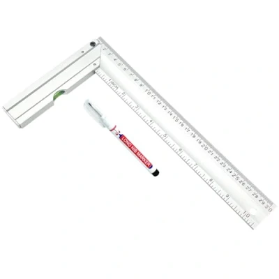 Imagen de Xpieoyrm Escuadra Carpintero 300 mm, Metalicas con Nivel de Burbuja, Precision aleación aluminio Regla Cuadrada Ángulo Recto en Forma L rotulador