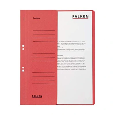 Imagen de Exacompta 80003817001F FALKEN Archivador con ojales de arriba hacia abajo, tamaño A4, 210 x 297 mm, papel manila reciclado 250 g/m², media cubierta para identificación, 50 unidades, color rojo
