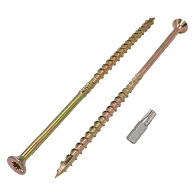 Imagen de Paquete de 6 unidades. tornillos para madera acero galvanizado amarillo x 200 mm, cabeza Torx, tipo 17, avellanada, aglomerado (6, mm)