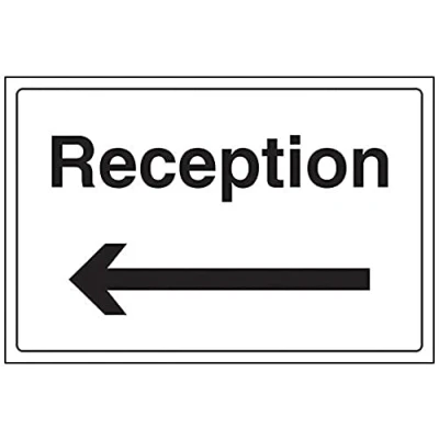 Imagen de VSafety Señal para recepción/flecha izquierda (300 mm x 200 mm), vinilo autoadhesivo