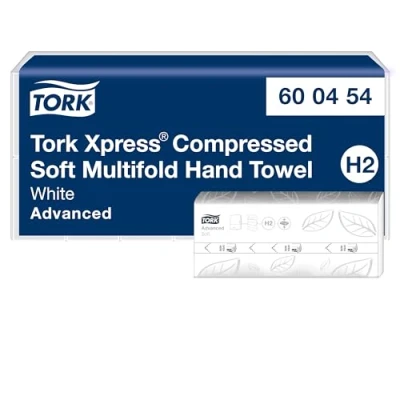 Imagen de Tork Xpress Toallas de Mano Entreplegadas Suaves Comprimidas Blanco H2, Advanced, 2 capas, Plegado en M, Absorbentes, 6x200 hojas, 600454