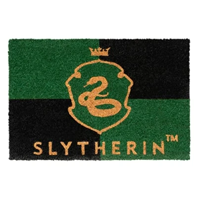 Imagen de Grupo Erik Felpudo Harry Potter Slytherin Entrada casa Antideslizante 40 x 60 cm Alfombra Exterior Fabricado en Fibra de Coco Productos con Licencia Oficial