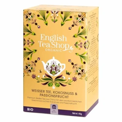 Imagen de English Tea Shop té blanco orgánico, coco y fruta de la pasión, 20 bolsitas papel