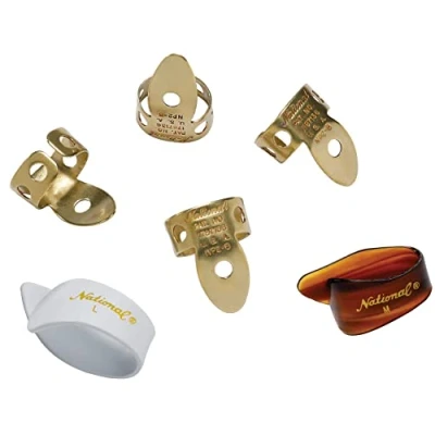 Imagen de Planet Waves National Conjunto de púas, Latón, Multi, Dedos y Pulgares, Mediana/Grande, 6 púas