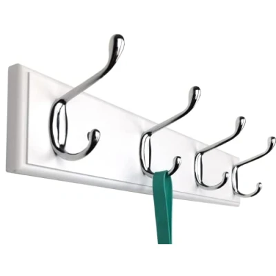 Imagen de lomejii 4 ganchos perchero de madera, blanco, 44 cm, para colgar ropa, sombreros, mochilas, moderno la entrada del pasillo, dormitorio