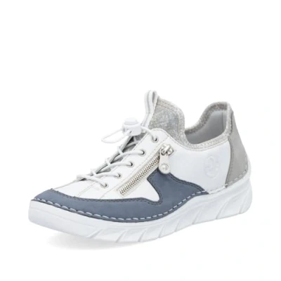 Imagen de Rieker Mujer Zapatos con Cordones 55064, señora Calzado cómodo,Zapatos Bajos y cómodos,Cordones,Blanco (Weiss Kombi / 80),38 EU 5 UK