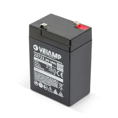 Imagen de Velamp 23722 Batería de Plomo Recargable, Conexiones Faston, 6V, 4Ah. para UPS, Sistemas Alarma, Pasatiempos, 6 V, Negro