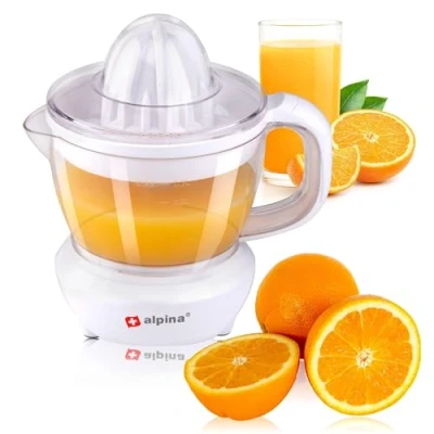 Imagen de alpina exprimidor de limones, naranjas, cítricos, 0,7 litros, 2 conos, direcciones giro, 25 W, color blanco