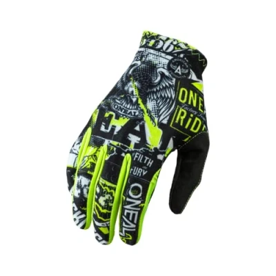 Imagen de O&#039;Neal Guantes de Bici y Motocross MX MTB DH FR Downhill Freeride Materiales duraderos Flexibles, Palma ventilada Guante Matrix Attack Unisex Negro Amarillo Neón Talla S