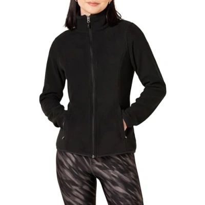 Imagen de Amazon Essentials Chaqueta de Forro Polar Suave con Cremallera Completa y Corte clásico (Disponible en Tallas Grandes) Mujer, Negro, XXL