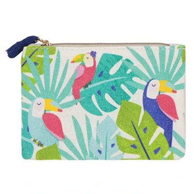 Imagen de Draeger Paris Monedero Estampado Toucans, 100% algodón, con Cremallera y Borla, 12 x 9,5 cm