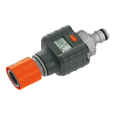 Imagen de GARDENA 8188 20 Contador de agua práctico medidor para colocar en el grifo o aparato consumo y controlar agua, con pantalla clara, funciona batería