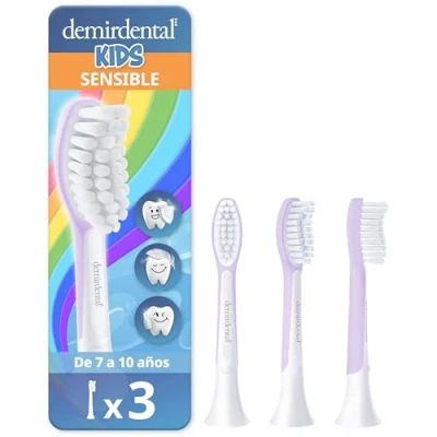 Imagen de demirdental cabezales para Philips Sonicare Kids, cabezal niños, los primeros dientes permanentes, niños de 7 a 10 años, equivalente HX6043, lila, set 3