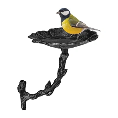 Imagen de Relaxdays Bebedero Pájaros Hierro Fundido para Pared, Apto la Intemperie, Aves Silvestres, Comedero, Color a Elegir