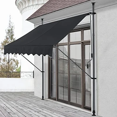 Imagen de Toldo articulado con armazón 150 x 120 220 309 cm Enrollable terraza balcón Protector de Sol Parasol Negro