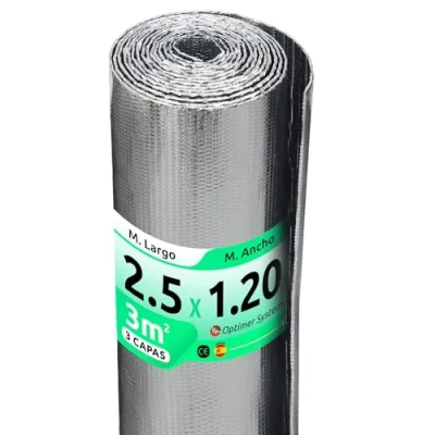 Imagen de Aislante Termico Reduce el Frio y Calor 100% ALUMINIO Rollo para Ventana, Pared, Suelo, Techo, Coche, Garaje, Camper, Aire Acondicionado [ 1.20 X 2.5 ] (3m²)