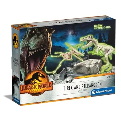 Imagen de Clementoni Kit de EXCAVACION Jurassic World T Rex Y Pteranodon Dinosaurio, Mundo Jurásico Juegos Mesa, Multicolor, 7x35x26 (19205)