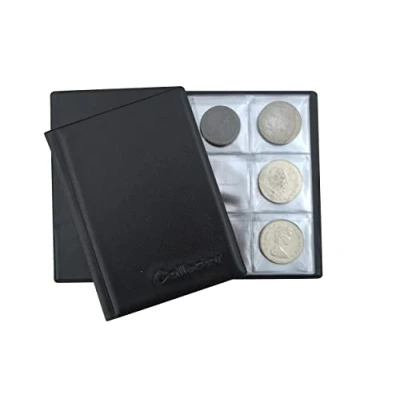 Imagen de COLLECTOR Ãlbum de Monedas para 48 Carpetas Libros Gran tamaño Crown 5 Pound Negro