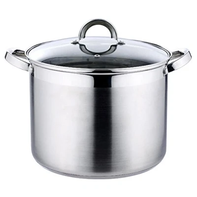 Imagen de RENBERG Alexander Olla de Cocina Alta 30x23 cm y 15 Litros con Tapa Cristal Acero Inoxidable Batería Fondo Encapsulado 5 Capas