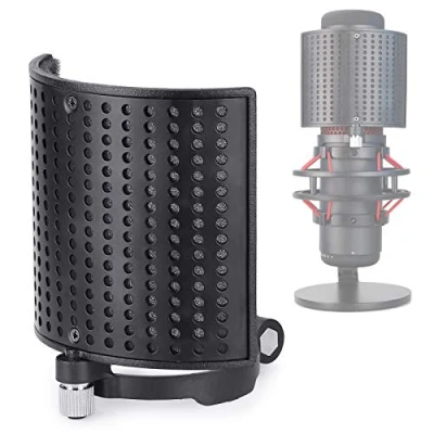 Imagen de YOUSHARES Parabrisas para QuadCast Micrófono Filtro Pop Máscara Protectora de Pantalla Espuma Metálica Tres Capas Compatible con Mic HyperX S