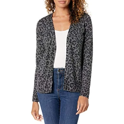 Imagen de Amazon Essentials Jersey Ligero con Cuello de Pico (Disponible en Tallas Grandes) Mujer, Carbón Mezcla Animal, S