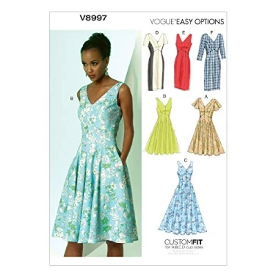 Imagen de Vogue Patterns V8997 A5 Patrones de Costura para Vestidos (Tallas 6 14), Multicolor