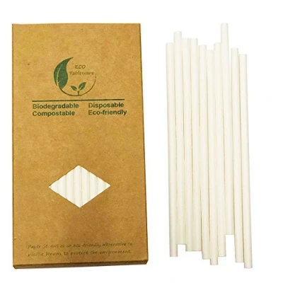 Imagen de Pajitas de Papel Blancas,100 Pajita Blancas para Fiestas, Cumpleaños y Celebraciones, Bebidas Frías Calientes Biodegradable Reciclable Desechables Ecológicas