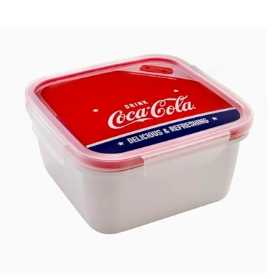 Imagen de Snips, Fiambrera Coca Cola Cuadrada 1,4 L, con Tapa, Bento Box 4 Cierres de Seguridad 18 x 8,5, Made in Italy 0% Bpa