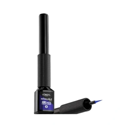 Imagen de L’Oréal Paris, Delineador de Ojos Líquido Matte Signature Liner, Acabado Mate, Trazo Preciso, Larga Duración, Resistente al Agua, Tono Nu 02 Azul