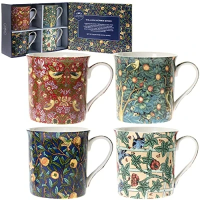 Imagen de LEONARDO lesser and pavey LP93068 Taza de cerámica (4 unidades, 12 x 8 9 cm), diseño William Morris
