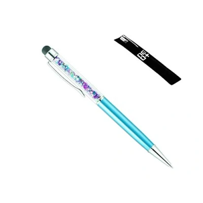Imagen de Bolígrafo y lápiz óptico para pantallas táctiles capacitivas 2 en 1 de calidad, diseño con cristales Swarovski, color Arco iris azul claro.