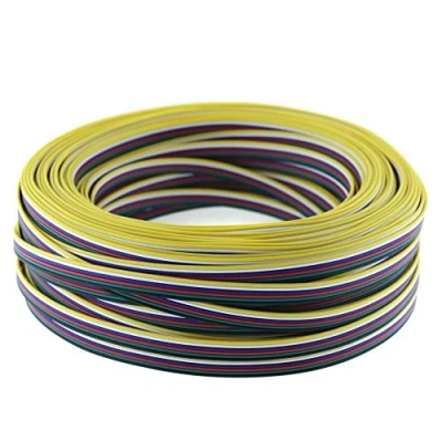 Imagen de SeKi Cable plano de 6 pines para tiras extensión LED RGBW CCT, metros, plata, 50 m