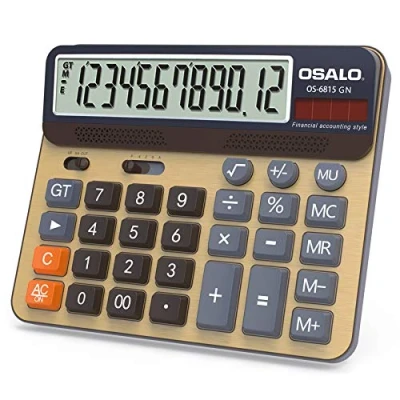 Imagen de OSALO calculadora de Mesa, Pantalla Grande, Teclas Grandes, 12 dígitos (OS 6815GN)