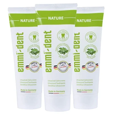 Imagen de emmi dent Pasta Dental Ultrasónica &quot;Nature&quot; I Ideal para Dientes y Encías Sensibles sin Flúor, Microplásticos ni Nanomateriales Vegano Gluten 3x 75 ml