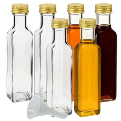 Imagen de mikken Viva Haushaltswaren 6 botellas de cristal 500 ml con tapón rosca para autollenado, incluye embudo llenado 9,5 cm diámetro