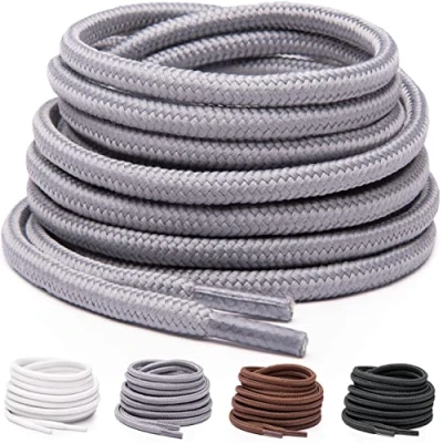 Imagen de Miscly Cordones Redondos [3 Pares] Para Zapatos, Zapatillas de Deporte y Botas Diámetro 4 mm (137 cm, Gris)