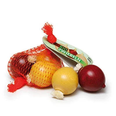 Imagen de Erzi 3,4 x 13,5 8 cm Pretend Juega Grocery Madera Tienda mercancías Cebollas en una Red