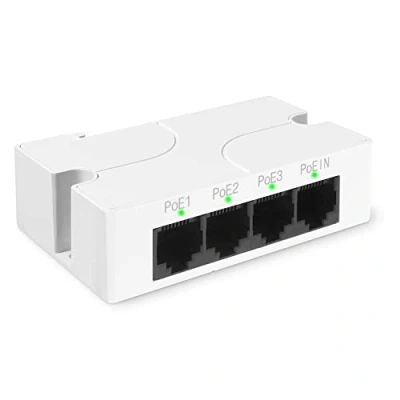 Imagen de Revotech 3 Puertos PoE Extensor, Repetidor 100 Metros Extender IEEE802.3af/at Compatible, 1 en out, Adaptador para Cámara/PoE Dispositivo, 10/100Mbps RJ45, Plug and Play (POE5005)